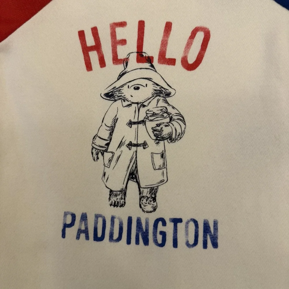 Baby Gap Paddington Bear Romper Long Sleeve 0-3 Months Snaps Red Blue & Ivory